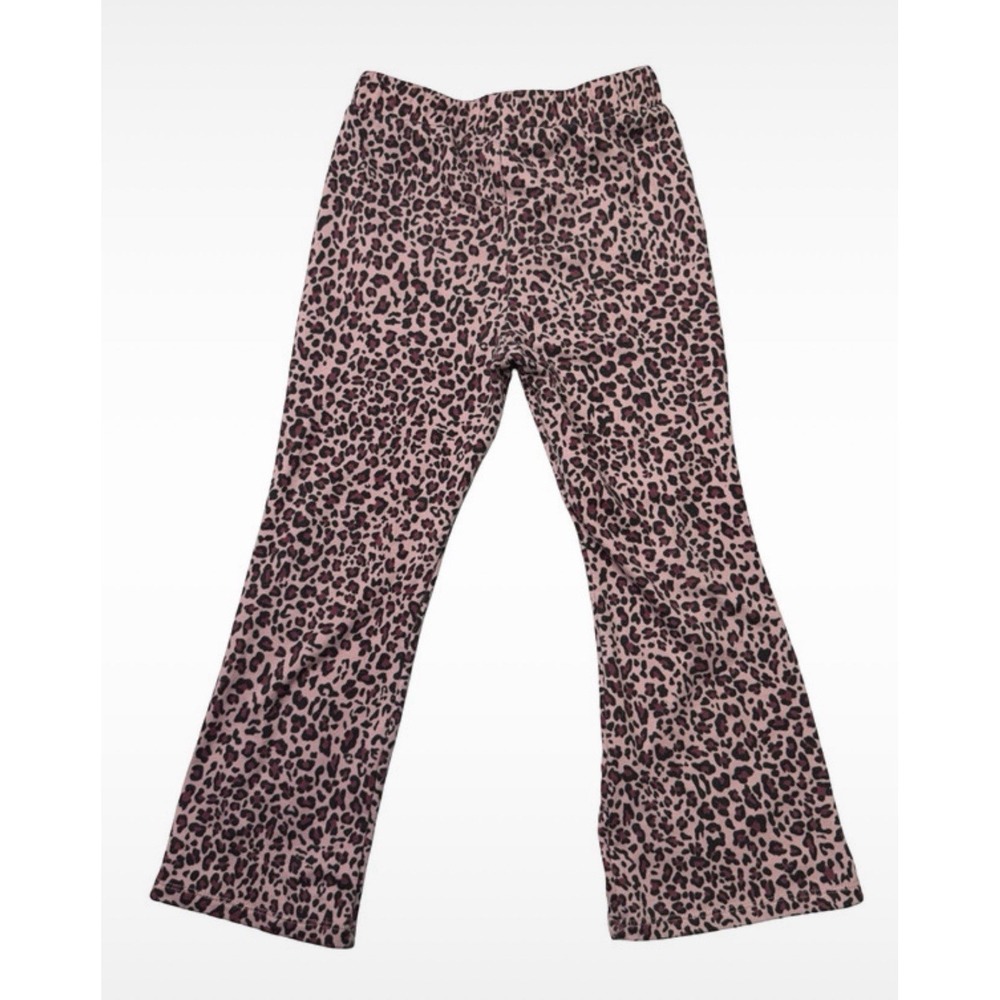 Emma & Elsa Girls Pink & Black Leopard Print Flare Pants (Approx. Size 6/7) Soft
